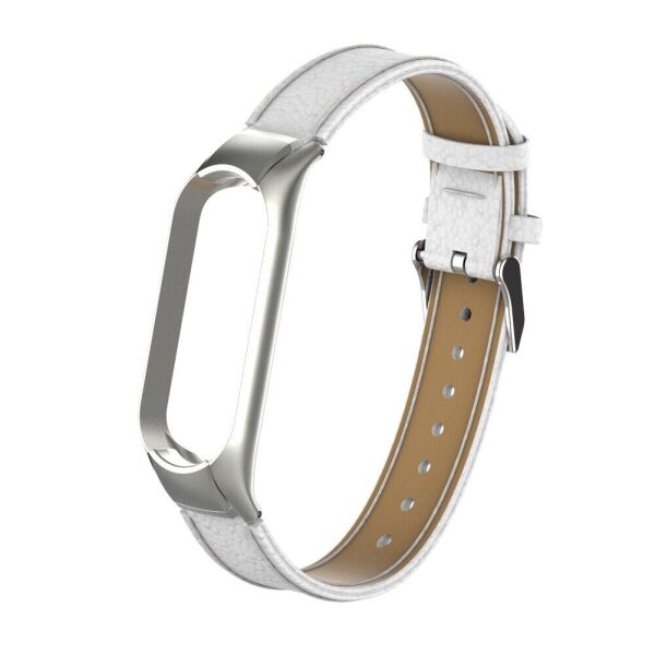 

Ремешок для фитнес браслета Steel-Leather design bracelet for Xiaomi Mi Band 3 White