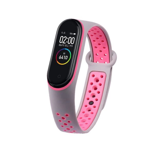 

Ремешок для фитнес-браслета Xiaomi Mi Band 3 и 4 Nike Design Gray with pink