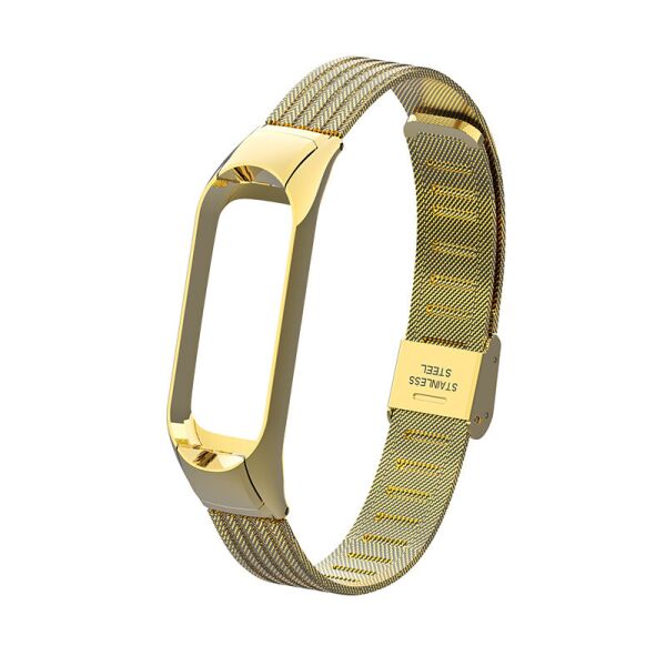 

Ремешок для фитнес-браслета Xiaomi Mi Band 3 и 4 Mesh steel Gold