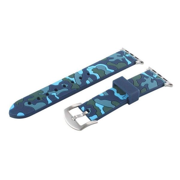 

Ремешок для часов Apple Watch 38 мм 40 мм силиконовый с пряжкой, Camouflage with blue