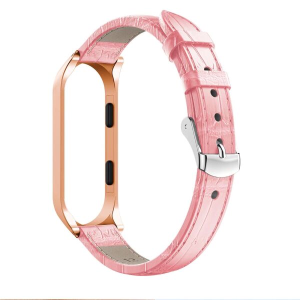 

Ремешок для фитнес браслета Steel-Leather design bracelet for Xiaomi Mi Band 3 и 4 Pink