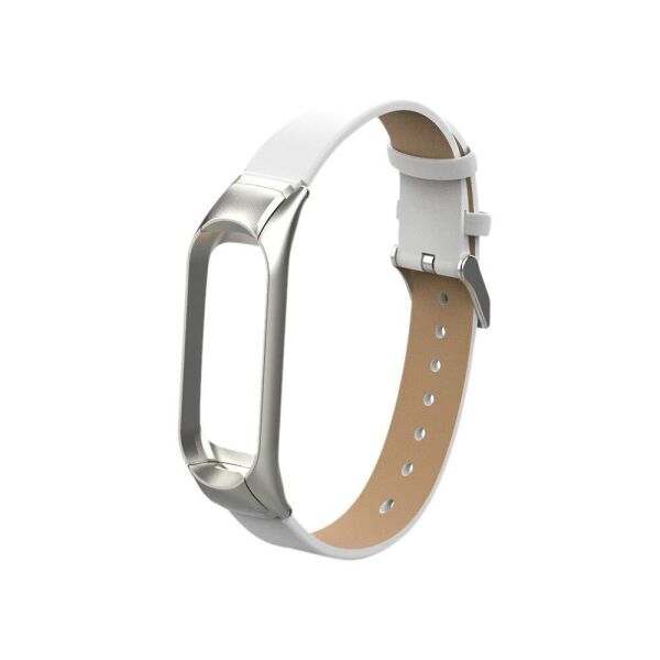 

Ремешок для фитнес браслета Steel-Leather design bracelet for Xiaomi Mi Band 3 White