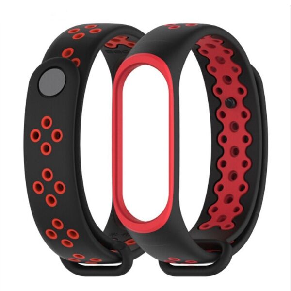 

Ремешок для фитнес-браслета Xiaomi Mi Band 3 и 4 Sport, Black with red