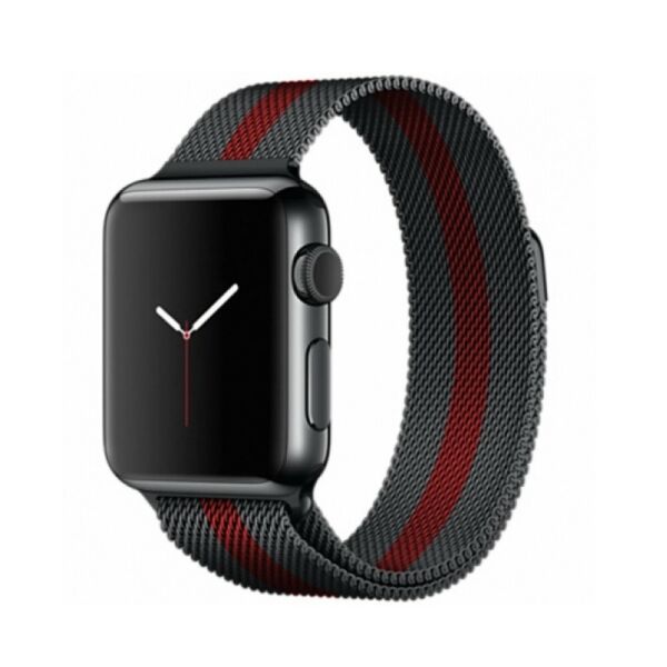 

Ремешок для часов Milanese loop steel bracelet Apple watch, 38-40 мм. Black-red