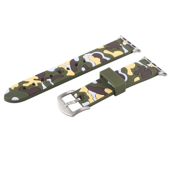 

Ремешок для часов Apple Watch 38 мм 40 мм силиконовый с пряжкой, Camouflage with yellow