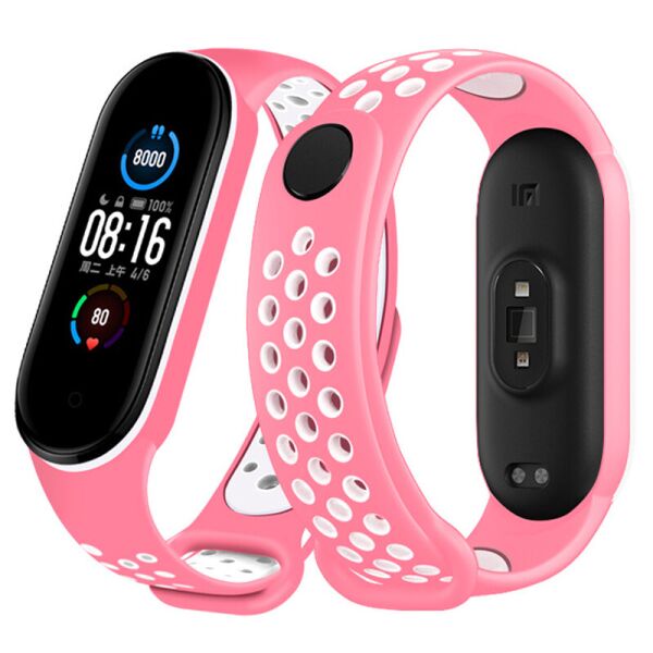 

Ремешок для фитнес-браслета Xiaomi Mi Band 3 и 4 Nike Design Pink with white