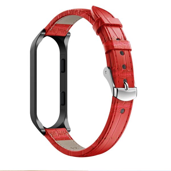 

Ремешок для фитнес браслета Steel-Leather design bracelet for Xiaomi Mi Band 3 и 4 Red