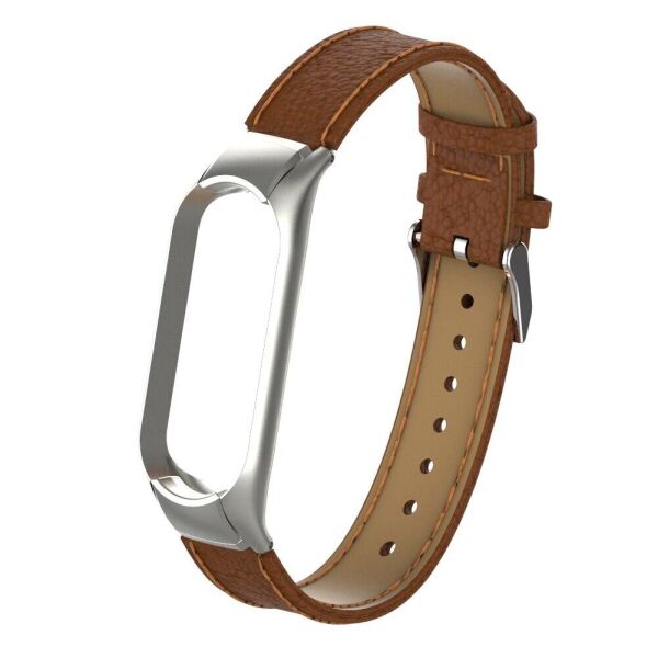 

Ремешок для фитнес браслета Steel-Leather design bracelet for Xiaomi Mi Band 3 Brown