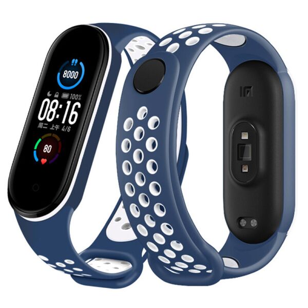 

Ремешок для фитнес-браслета Xiaomi Mi Band 5 и 6 Nike Design Blue with white