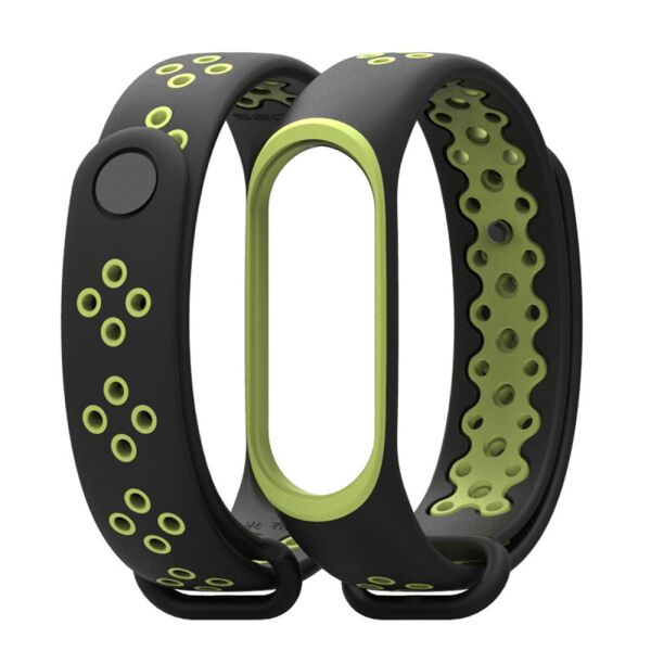 

Ремешок для фитнес-браслета Xiaomi Mi Band 3 и 4 Sport Black with lime