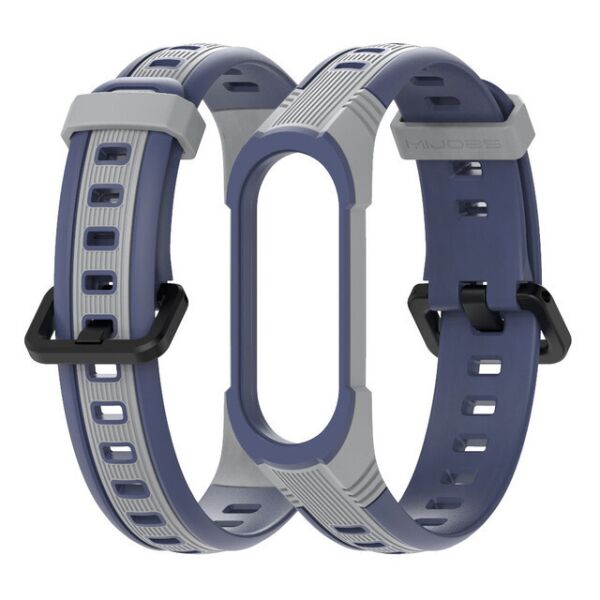 

Ремешок для фитнес-браслета Xiaomi Mi Band 3 и 4 Sport 2 Deep blue with gray