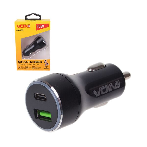

Автомобільний зарядний пристрій VOIN 45W, 1USB QC3.0 (C-45205Q)