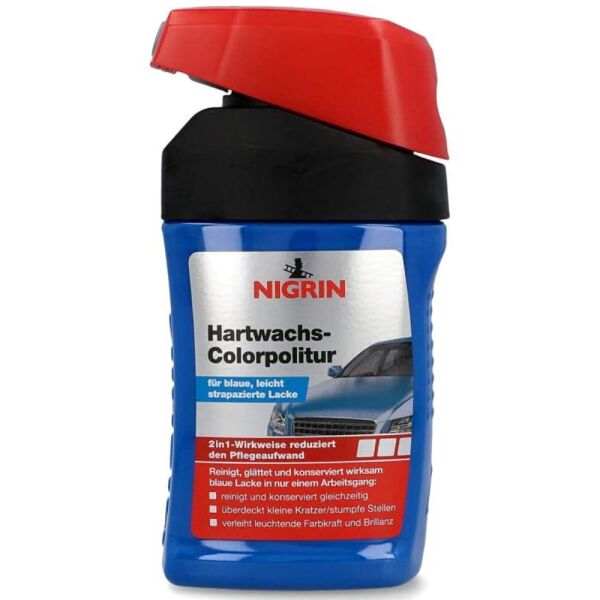 

NIGRIN Hartwachs-Colorpolitur Blau синий одношаговый полироль с PTFE (Германия) 300 мл