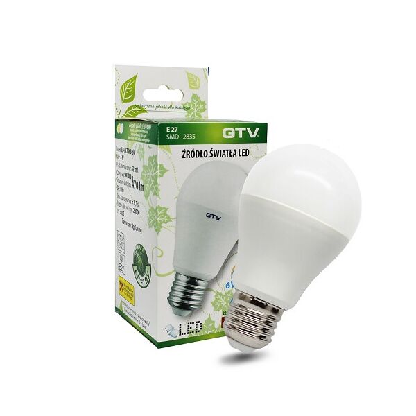 

Светодиодная LED лампа GTV, 6W, E27, 3000К – тёплое свечение