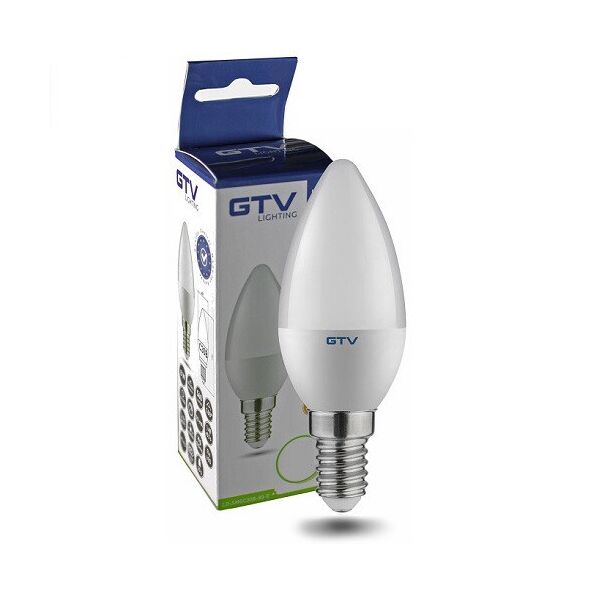 

Светодиодная LED лампа GTV, 5W, E14, свеча, 3000К – тёплое свечение.