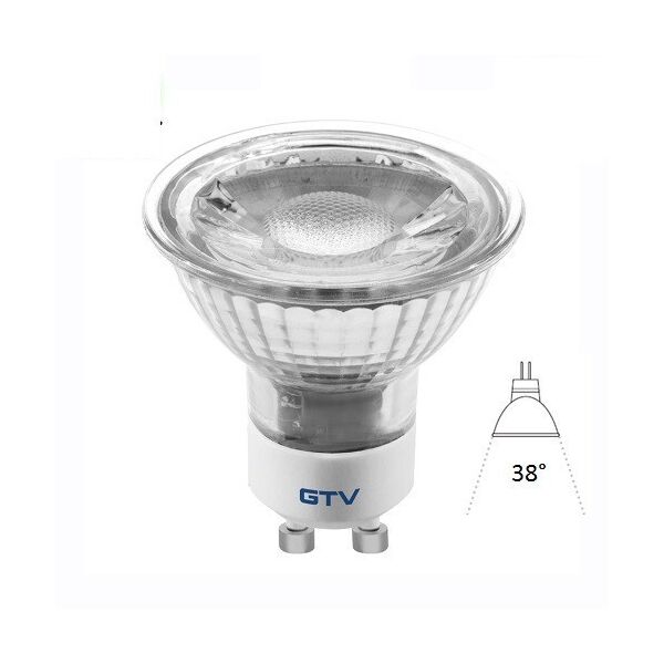 

Светодиодная LED лампа GTV, 5W, GU10, MR16, 3000K.