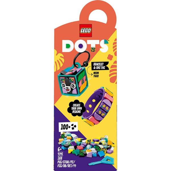 

LEGO DOTS «Неоновий тигр». Браслет та бірка для валізи (41945)