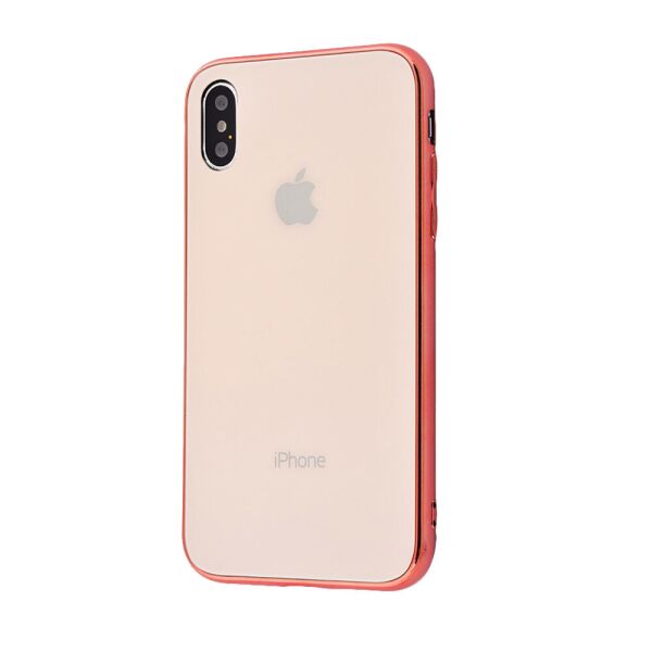 

Чехол стеклянный Glass case для IPhone X/Xs (02) Rose gold розовый