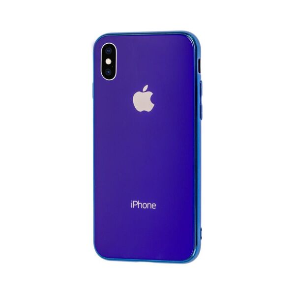 

Чехол стеклянный Glass case для IPhone X/Xs (13) Shiny Blue ярко синий