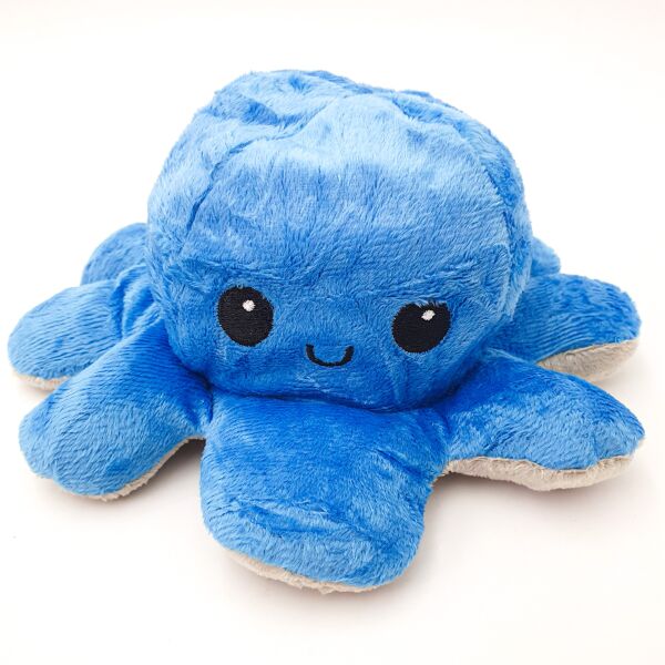 

Мягкая игрушка Осьминог перевертыш двусторонний веселый грустный Mood Octopus 16 см UKC серо/синий