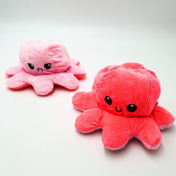 

Мягкая игрушка Осьминог перевертыш двусторонний веселый грустный Mood Octopus 16 см UKC розово/кораловый