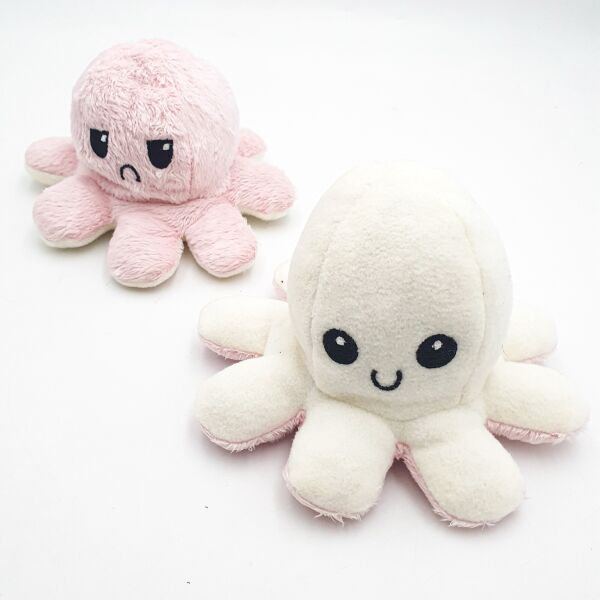 

Мягкая игрушка Осьминог перевертыш двусторонний веселый грустный Mood Octopus 20 см UKC розово/белый