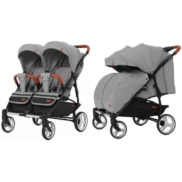 

Детская прогулочная коляска Carrello Connect (Каррелло Конект) CRL-5502 Ink Gray для двойни, в льне с дождевиком Цвет Серый