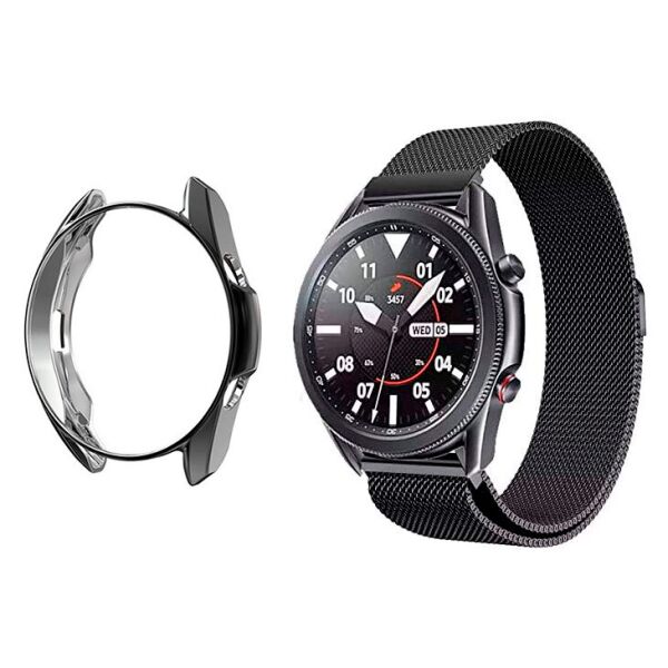 

Комплект Watchbands: металлический ремешок Milanese черный + чехол черный для Samsung Galaxy Watch 3 45mm (WBKW-345-4)