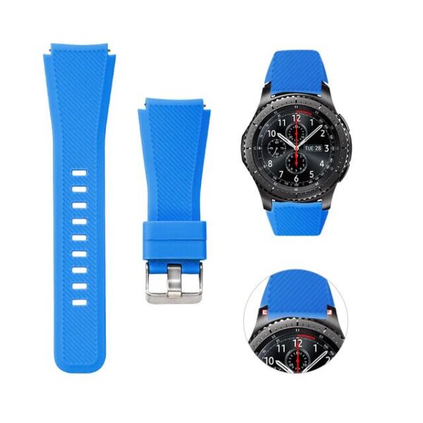 

Силиконовый ремешок Watchbands для Samsung Gear S3 / Samsung Galaxy Watch 46mm Silver - голубой (WB001BLUE20)