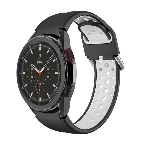 

Ремешок для Samsung Galaxy Watch 4 Classic - черно-белый / ширина крепления 20мм / силикон перфорация / размер L / Watchbands Uniq (WB00S4GALAXYUNIQ2CLASSIC)