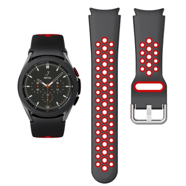 

Ремешок для Samsung Galaxy Watch 4 40mm - черно-красный / ширина крепления 20мм / силикон перфорация / размер L / Watchbands Uniq (WB00S4GALAXYUNIQ1440)