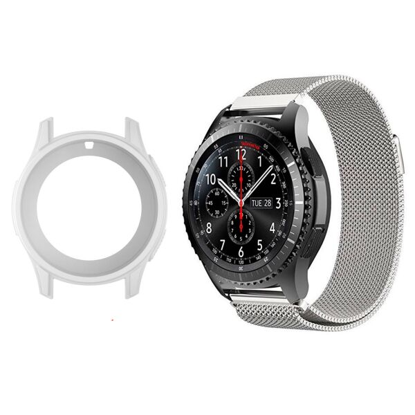 

Комплект Watchbands: металлический ремешок Milanese серебряный + чехол белый для Samsung S3 Frontier / Samsung Galaxy 46mm (WBKW-46-4-2)