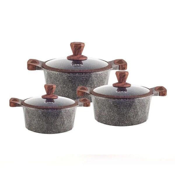 

Набор кастрюль для кухни Lexical LG-340603-2 24/28/32см с крышками коричневый