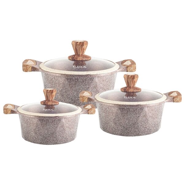 

Набор кастрюль для кухни Lexical LG-340601-5 20/24/28см с крышками золотистый