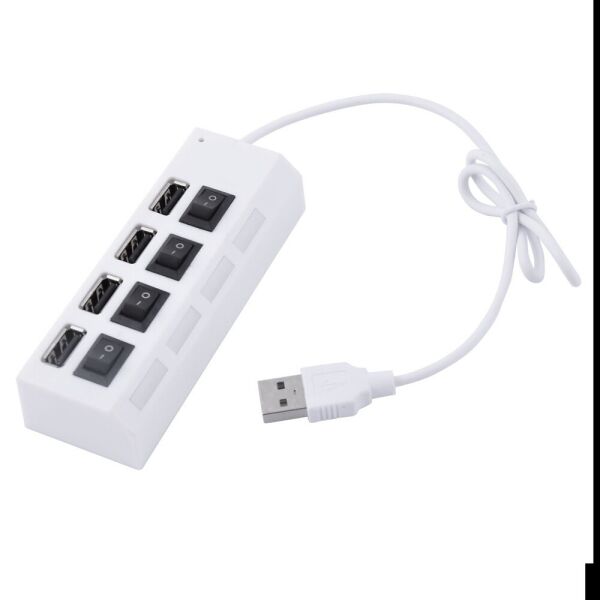 

Хаб USB 2.0 4 порту з перемикачами на кожен порт, White, 480Mbts High Speed, підтримка до 0,5ТВ, заряд 500mA, живлення від USB, Blister Q100