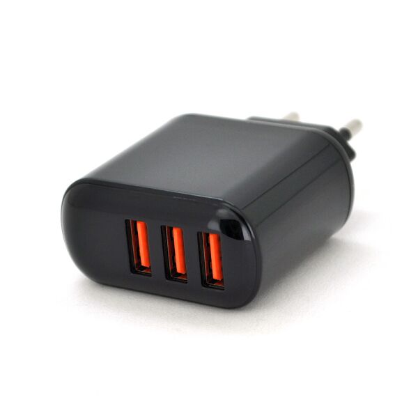 

СЗУ HKLUSB590G,110-240V, 3xUSB, 5V / 2.4A, LED Black, Blister-box