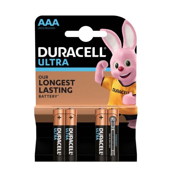 

Батарейка лужна DURACELL LR03 (ААА) KPD ULTRA, 4шт в блістері, ціна за блістер