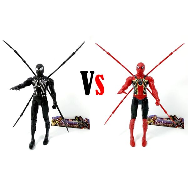 

Набор из 2шт Фигурок Человек-Паук Красный Vs Черный Spider-Man Marvel Мстители 15см со Светом на груди