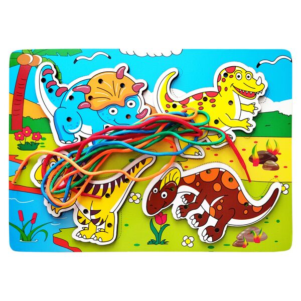 

Игрушка-шнуровка деревянная "Динозавры", 30*21см, ТМ Лико Тойз, Украина