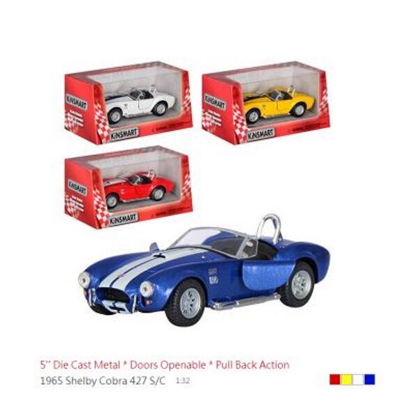 

Машина метал. "Kinsmart" "1965 Shelby Cobra 427", в кор. 16*8,5*7,5см (96шт/4)