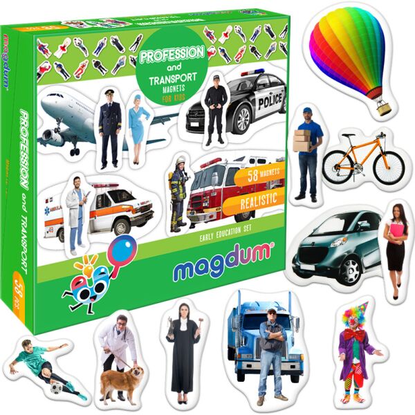 

Набор магнитов "Profession and transpotr", 58 магнитов, в кор. 20*20*4см, Украина, Magdum