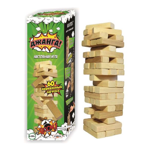 

Игра "Джанга. 60 брусков", в кор. 8*8*31см, ТМ Стратег, Украина (6шт)