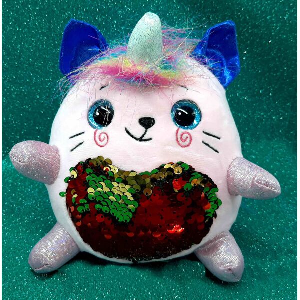 

Игрушка мягкая Котик RainBocoRns, розовый, 18см