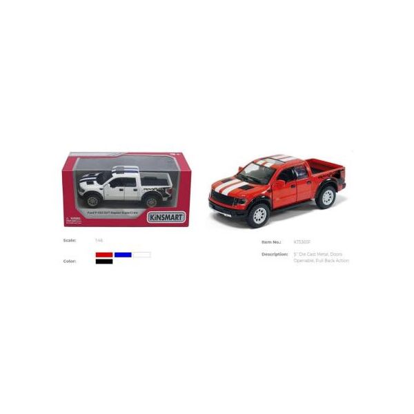 

Машина метал. "Kinsmart" "Ford F-150 SVT Raptor Supercrew", в кор. 16*8,5*7,5см (96шт/4)