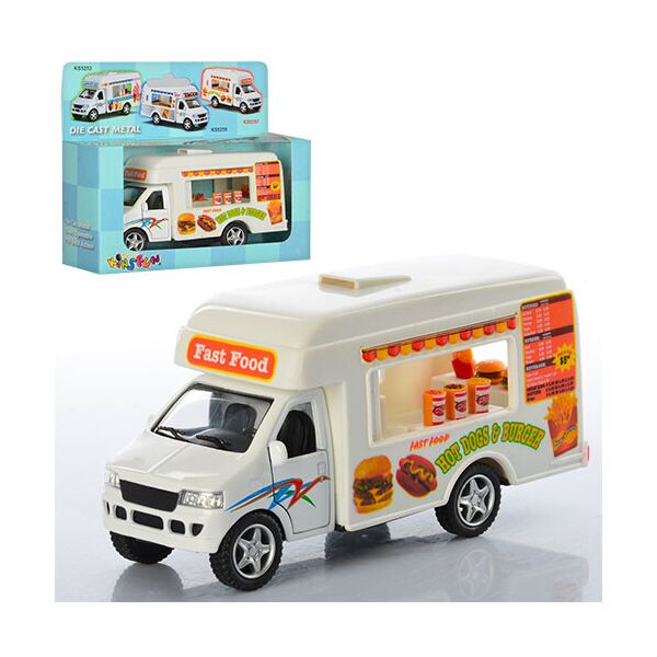 

Машина метал. "Kinsmart" "Грузовик FAST FOOD TRUCK", откр. дв., в кор. 16*8*5см (96шт)