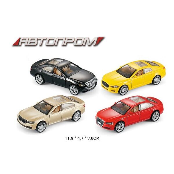

Машина метал. "АВТОПРОМ", 1:32-36, 4 вида, по 3 цвета, бат., свет, откр.двери, в кор. 15*6,7*7см (96шт/2)
