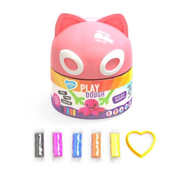 

Набор для творчества ТМ Lovin Play dough Котик, 10*7см (15шт)