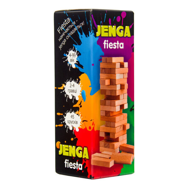 

Настольная игра "Jenga Fiesta", на украинском, в кор. 19*6,7*6,7см, ТМ Стратег, Украина