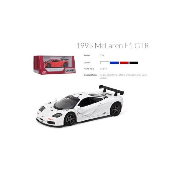

Машина метал. "Kinsmart" "McLaren F1 GTR", инерц., откр. двери, 4 цвета, в кор. 16*7*8см (96шт)