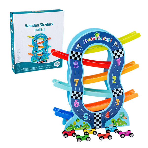 

Игра деревянная "Трамплин с машинками", в кор. 35*31*8см